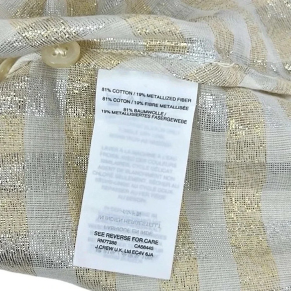 J.Crew New Women’s 16T Gold Sliver Metallic Button Long Sleeve Blouse - Picture 8 of 9